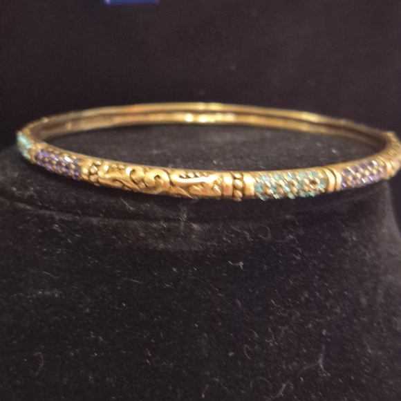 Heidi Daus Gold Bangles with Blue and Purple Accents - Picture 4 of 7
